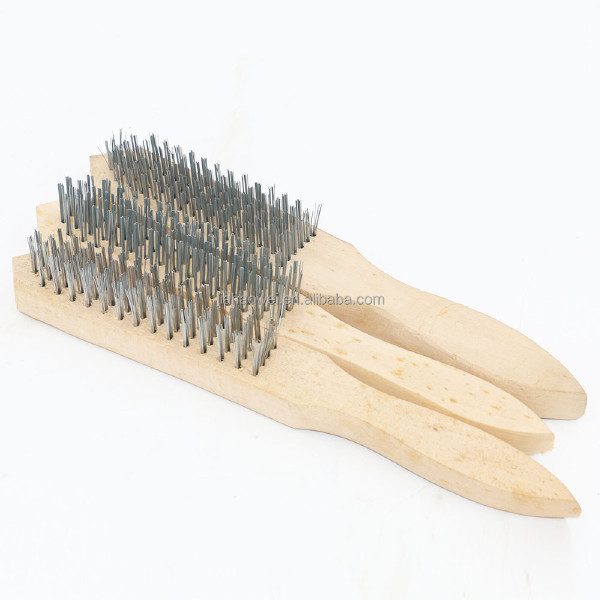 Machine cleaning wooden long handle stainless steel wire brush